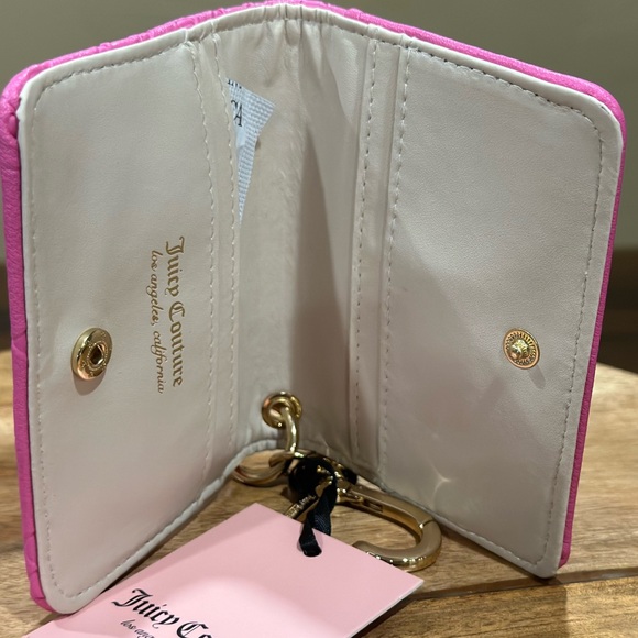 New - Juicy Couture Card Case Key Wristlet Wallet - Juicy Pink - Picture 4 of 4